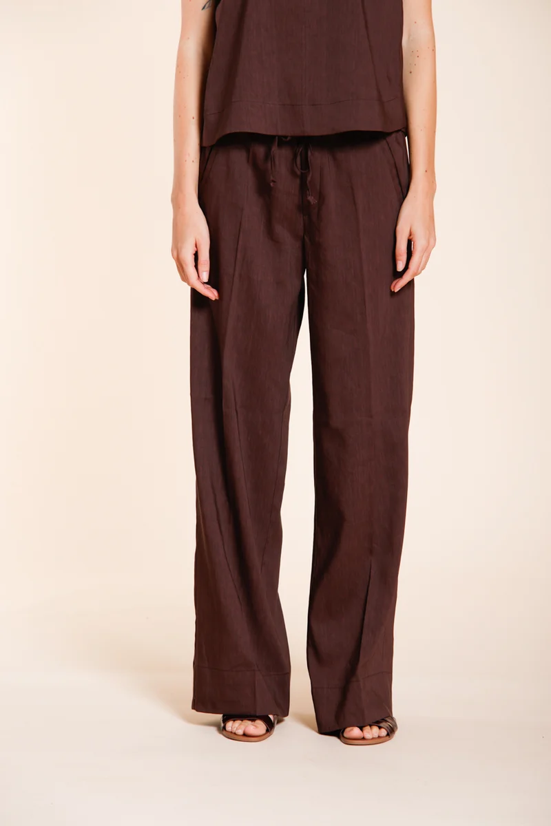 New York Studio Elax pantalon chino jogger femme en toile de lin mélangé straight fit