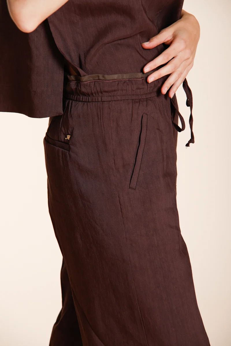 New York Studio Elax pantalon chino jogger femme en toile de lin mélangé straight fit