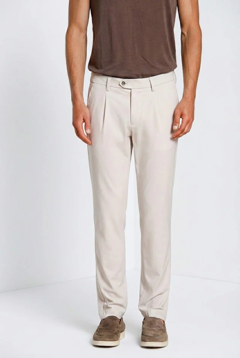 Torino 1 Pinces Dynamic pantalon chino jogger homme en jersey super technique slim fit