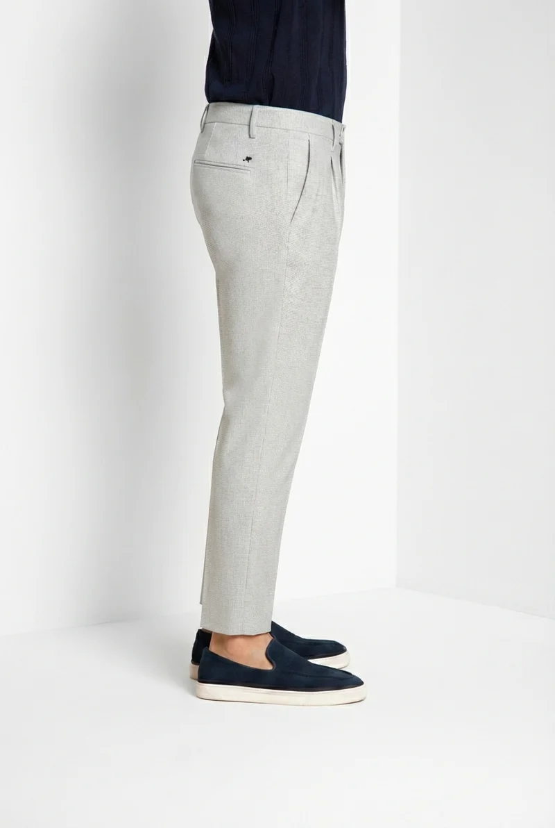 Torino City 1 Pinces pantalon chino homme en micro-motif pied-de-poule teint en fil slim fit