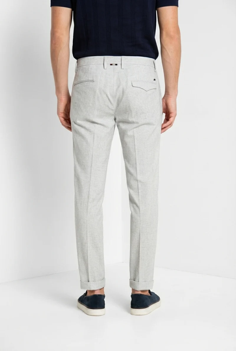 Torino City 1 Pinces pantalon chino homme en micro-motif pied-de-poule teint en fil slim fit