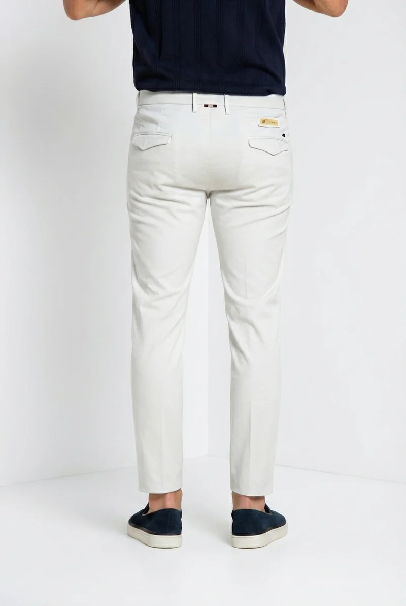 Torino City pantalon chino homme en satin de coton et soie slim fit