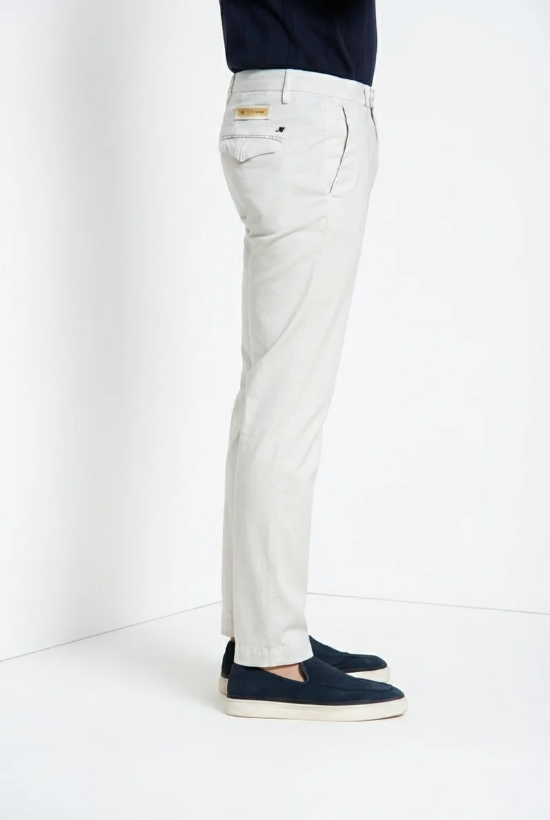 Torino City pantalon chino homme en satin de coton et soie slim fit