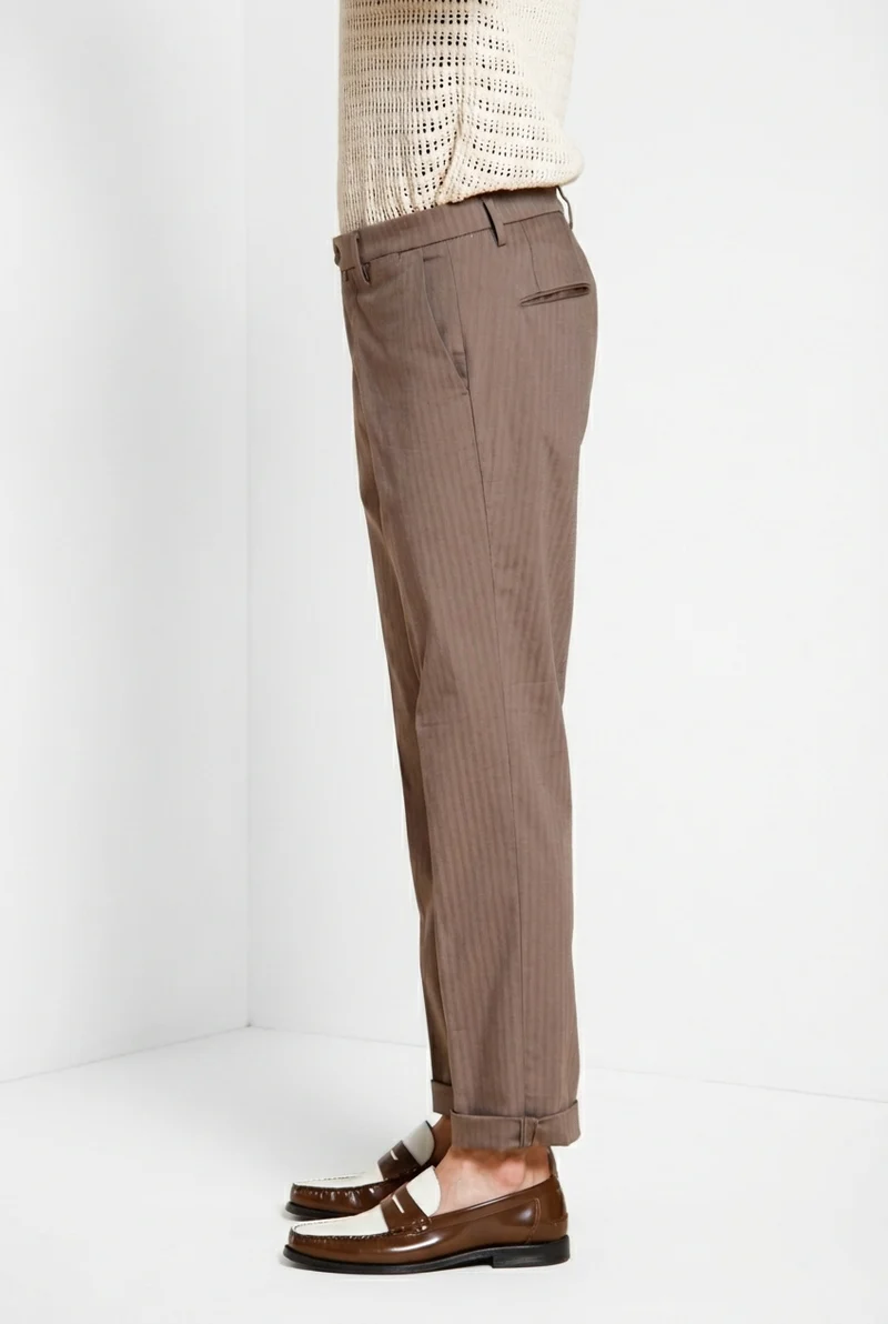 Boston pantalon chino homme en chevron teint en fil stretch relaxed fit