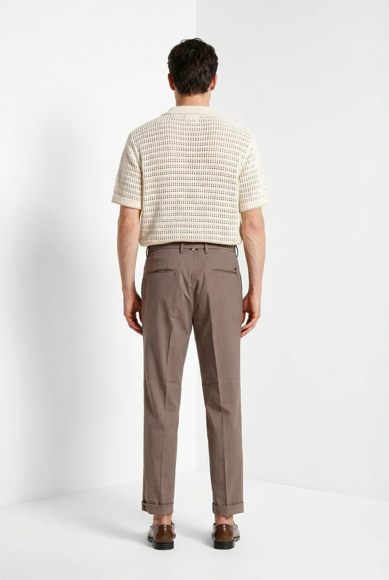 Boston pantalon chino homme en chevron teint en fil stretch relaxed fit