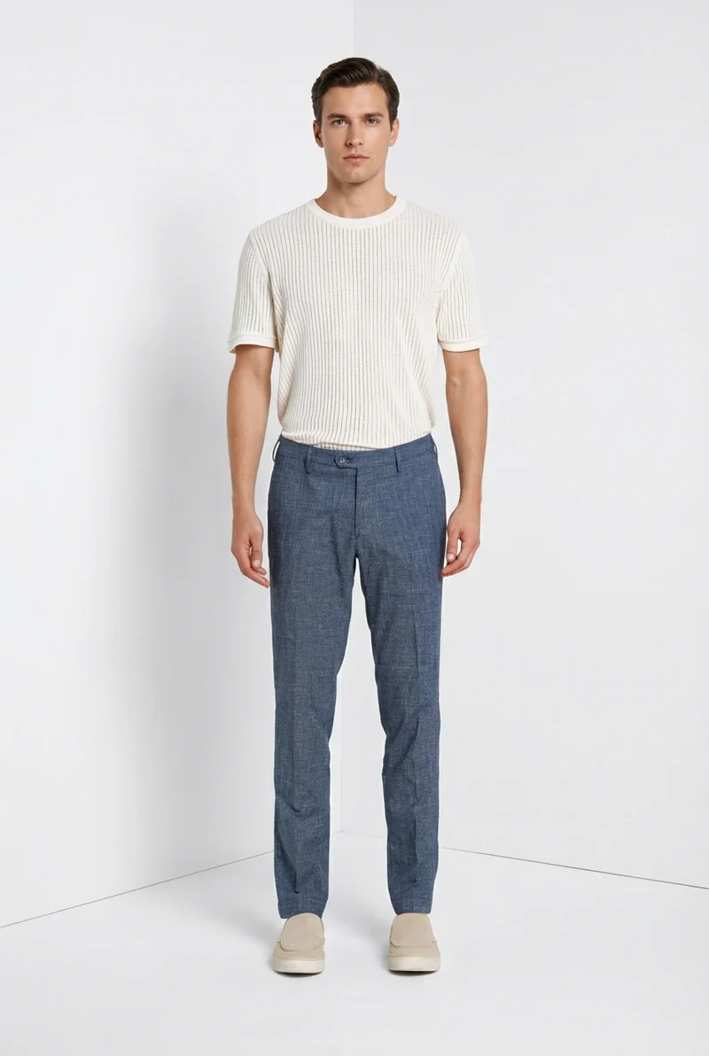 New York pantalon chino homme en micro-motif pied-de-poule teint en fil regular fit