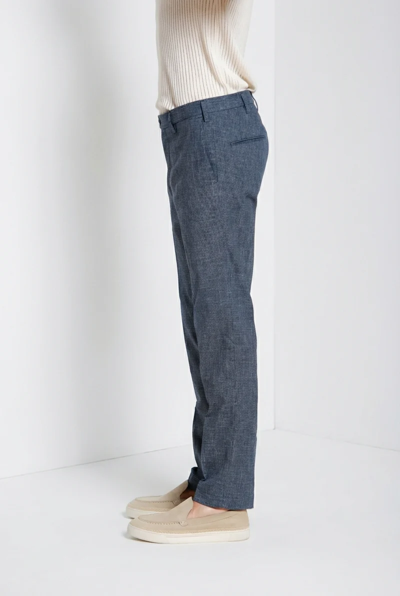 New York pantalon chino homme en micro-motif pied-de-poule teint en fil regular fit