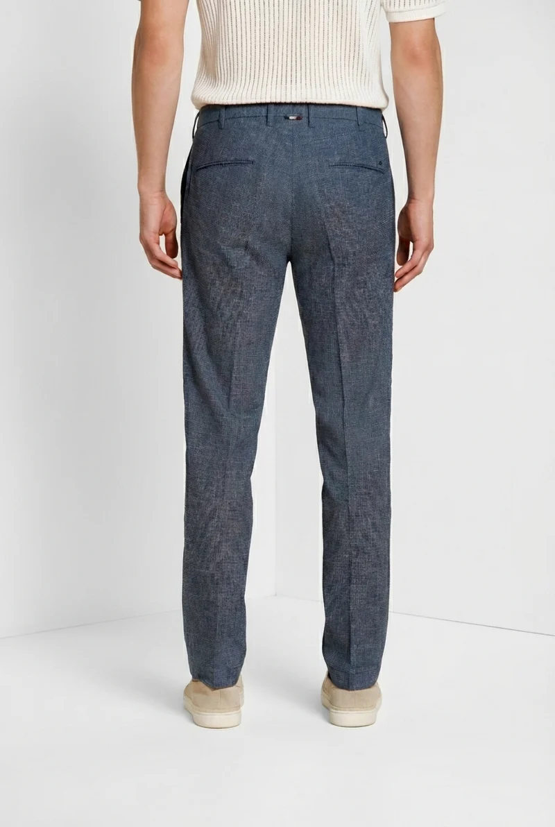 New York pantalon chino homme en micro-motif pied-de-poule teint en fil regular fit