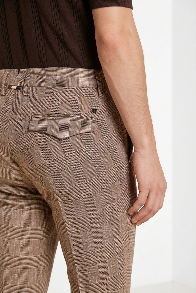 Torino City pantalon chino homme imprimé Prince de Galles slim fit