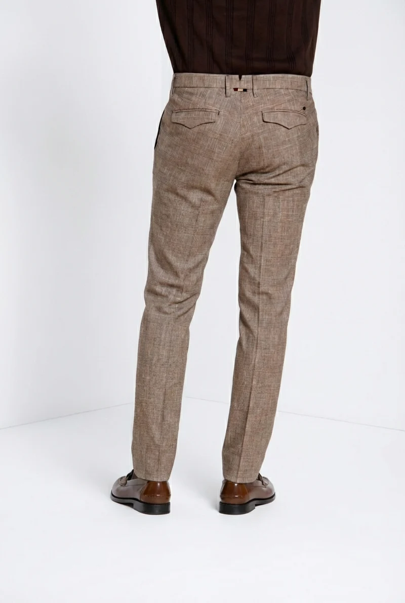 Torino City pantalon chino homme imprimé Prince de Galles slim fit