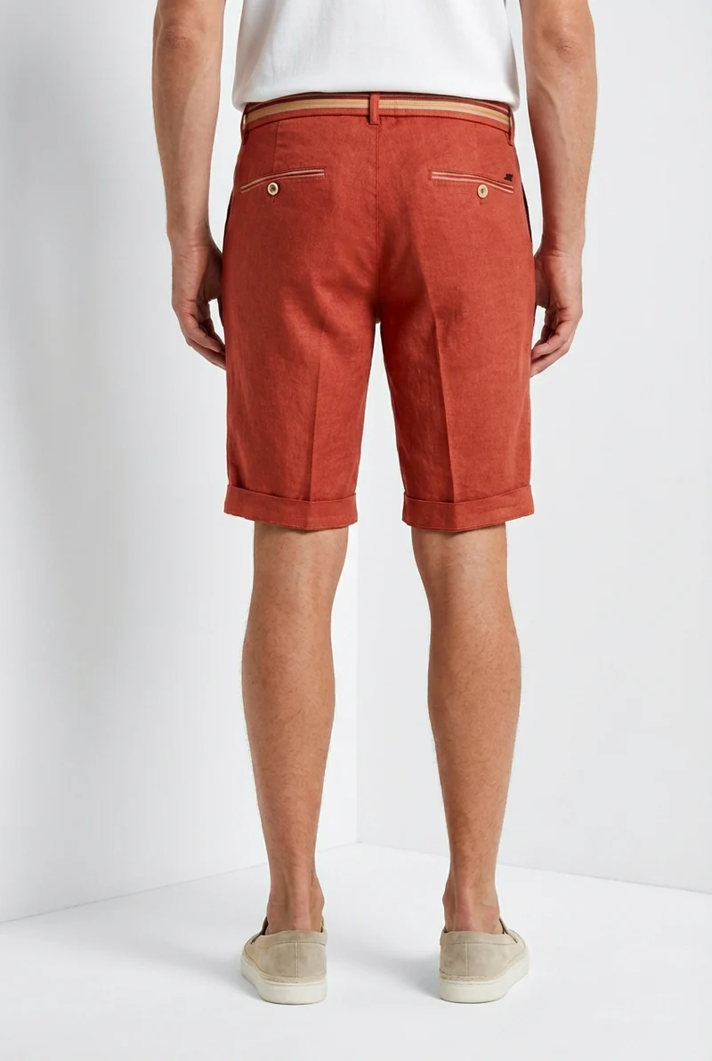 Torino Oxford bermuda chino homme en twill de lin et coton slim fit