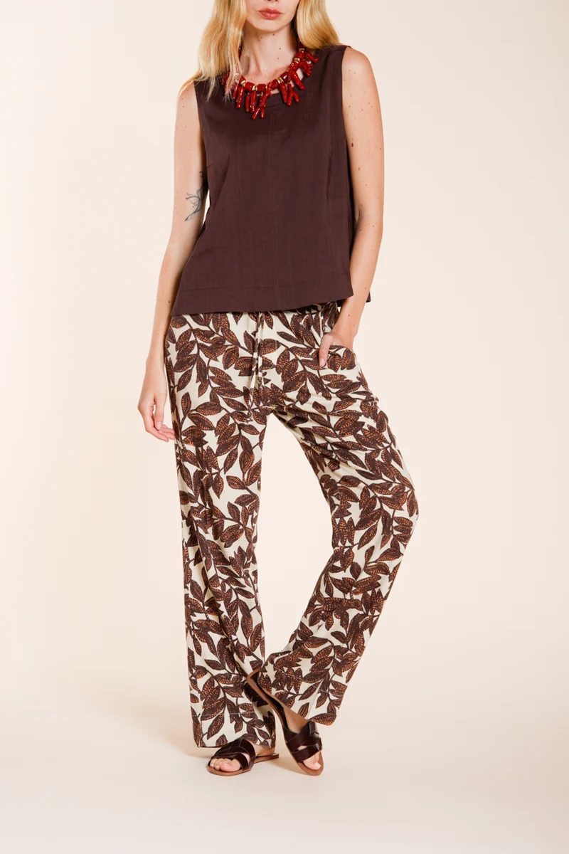 New York Cozy Straight pantalon chino jogger femme en mousseline imprimé ramage relaxed fit