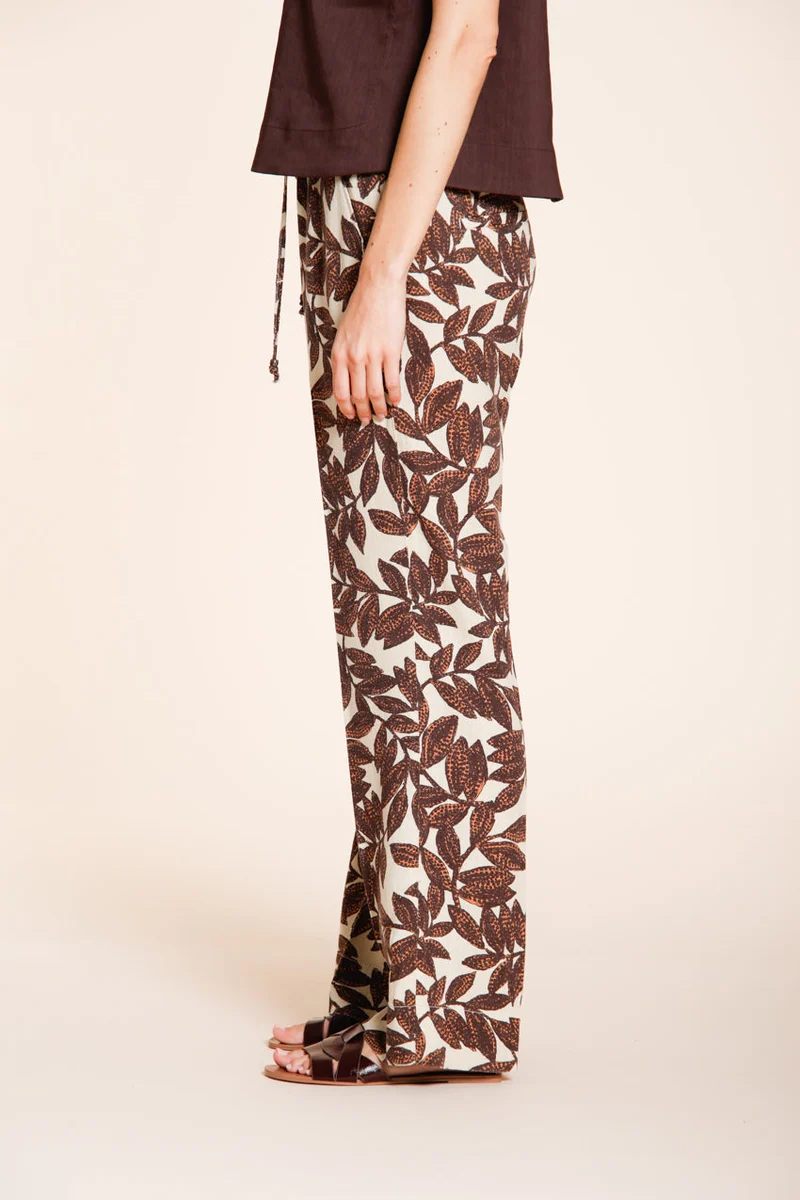 New York Cozy Straight pantalon chino jogger femme en mousseline imprimé ramage relaxed fit