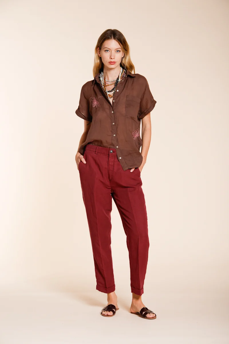 Linda Summer pantalon chino femme en canvas relaxed fit