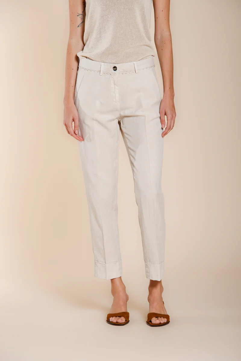 New York Carrot pantalon chino femme en twill de coton et lin carrot fit