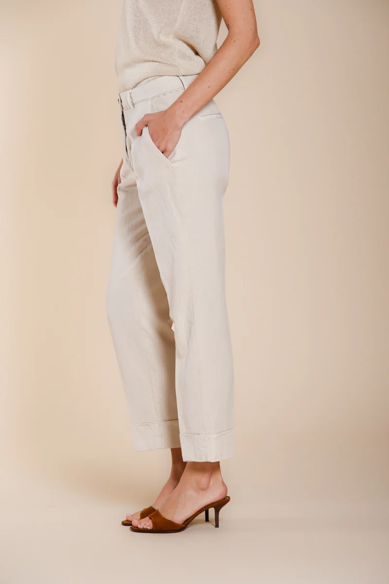 New York Carrot pantalon chino femme en twill de coton et lin carrot fit