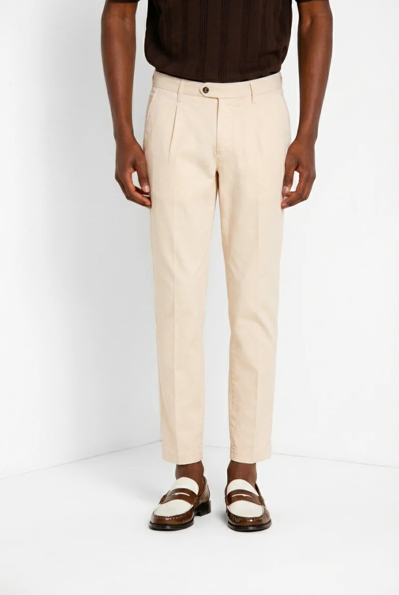 Torino 1 Pinces Flex pantalon chino homme en gabardine super stretch slim fit