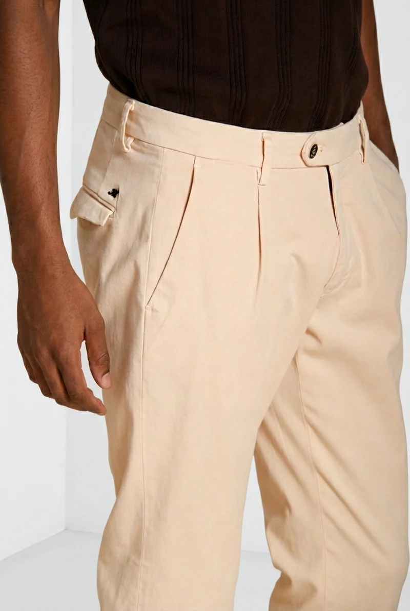 Torino 1 Pinces Flex pantalon chino homme en gabardine super stretch slim fit