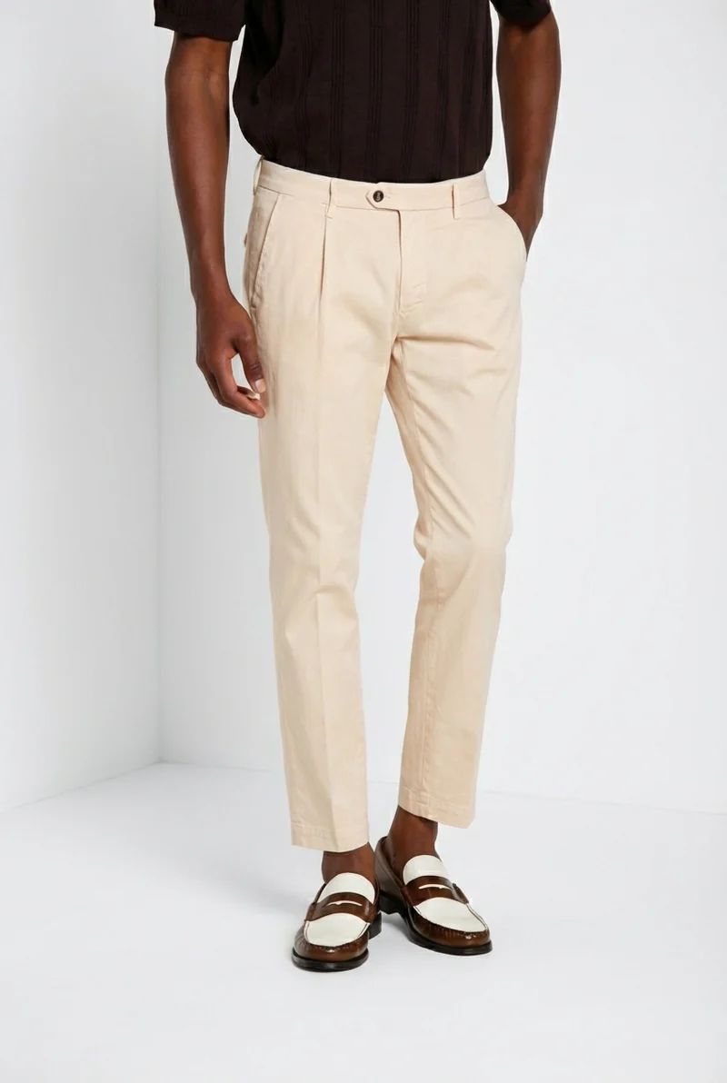 Torino 1 Pinces Flex pantalon chino homme en gabardine super stretch slim fit