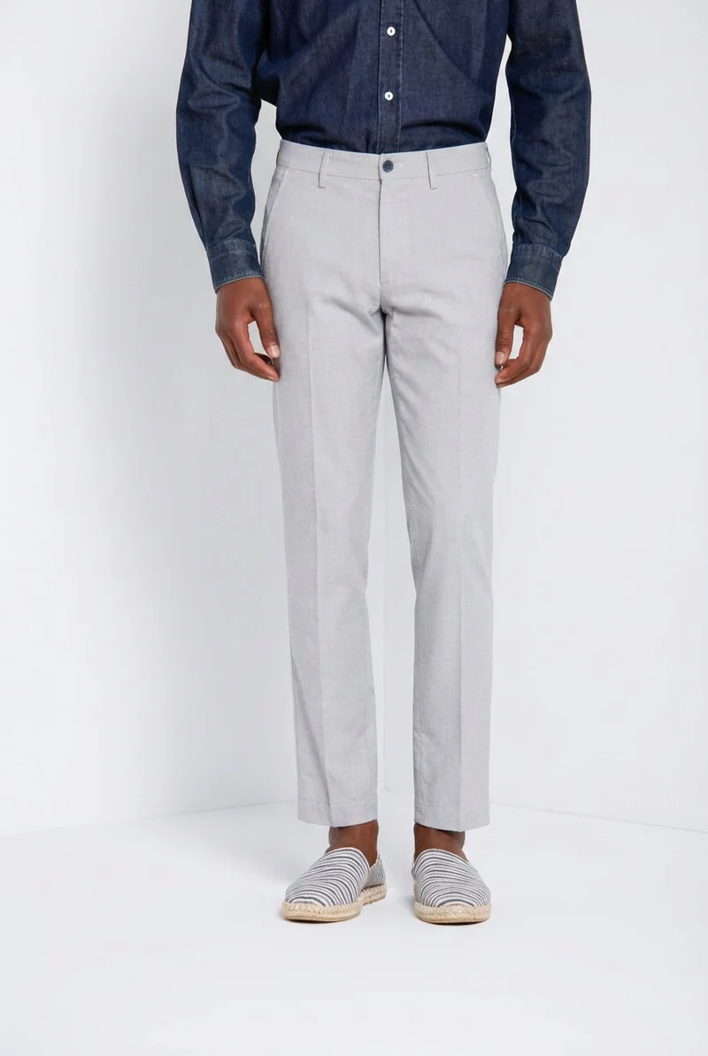 Torino pantalon chino homme en micro-motif pied-de-poule teint en fil bleu slim fit