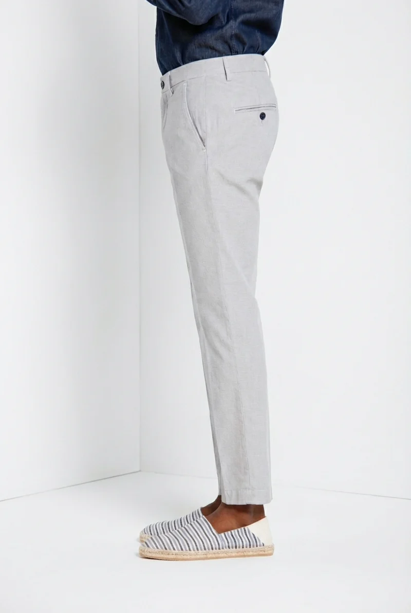 Torino pantalon chino homme en micro-motif pied-de-poule teint en fil bleu slim fit