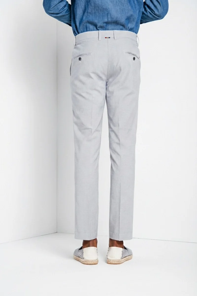 Torino pantalon chino homme en micro-motif pied-de-poule teint en fil bleu slim fit
