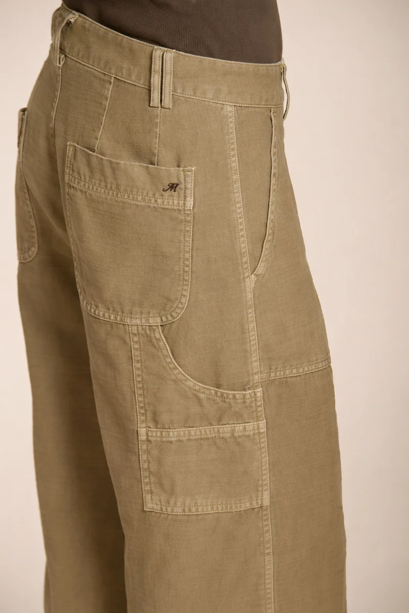 Dallas Wide pantalon cargo femme en coton flammé straight fit