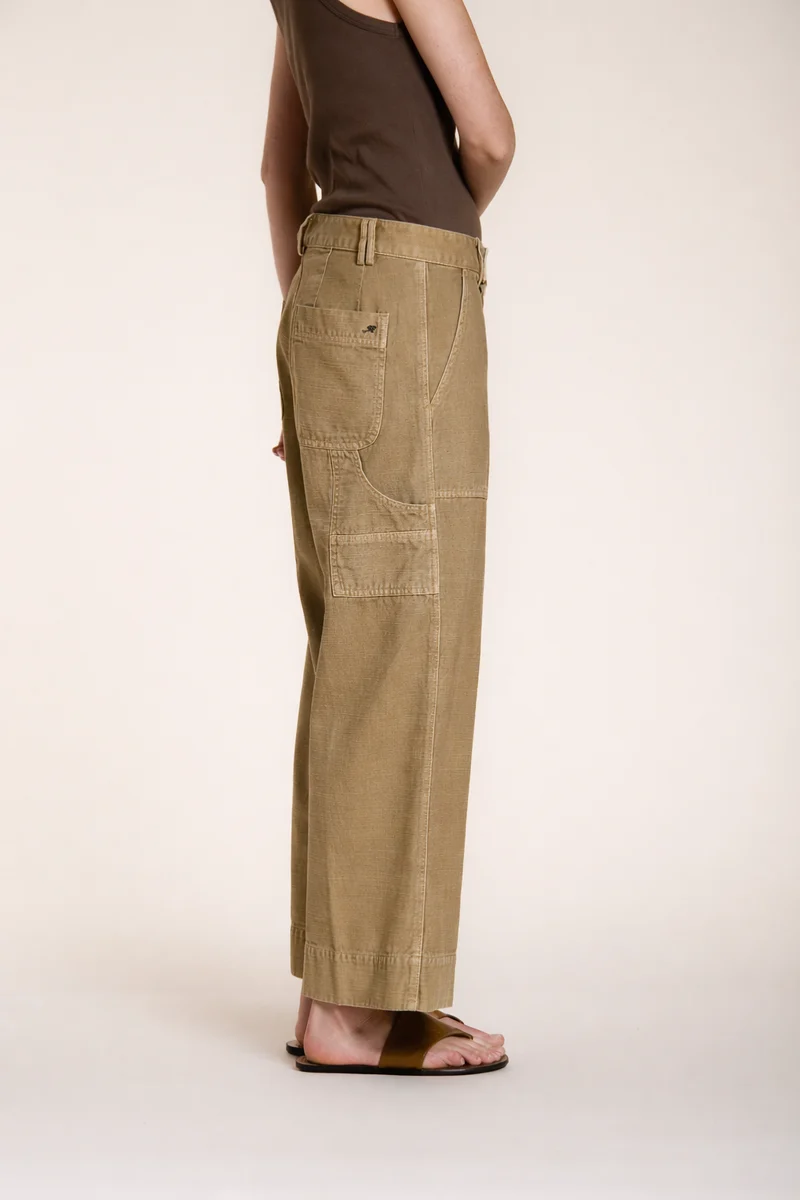 Dallas Wide pantalon cargo femme en coton flammé straight fit