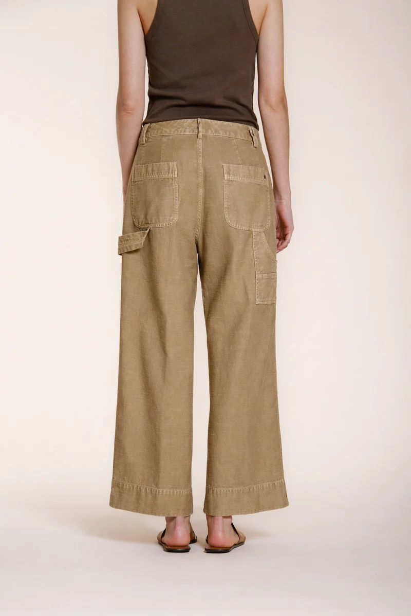 Dallas Wide pantalon cargo femme en coton flammé straight fit
