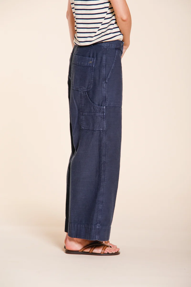 Dallas Wide pantalon cargo femme en cotton flammé straight fit