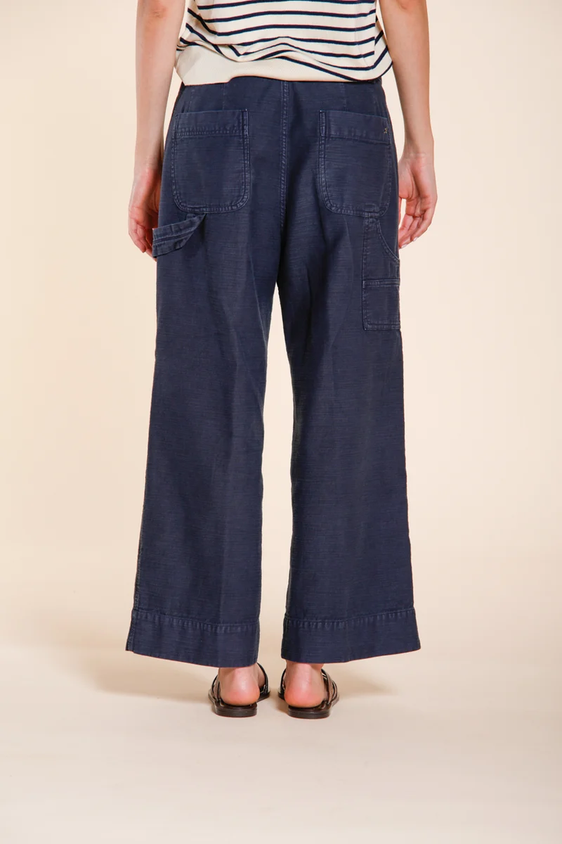 Dallas Wide pantalon cargo femme en cotton flammé straight fit