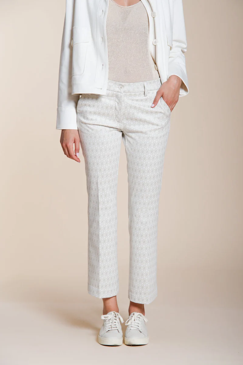 New York Trumpet pantalon chino femme en jersey motif losanges slim fit