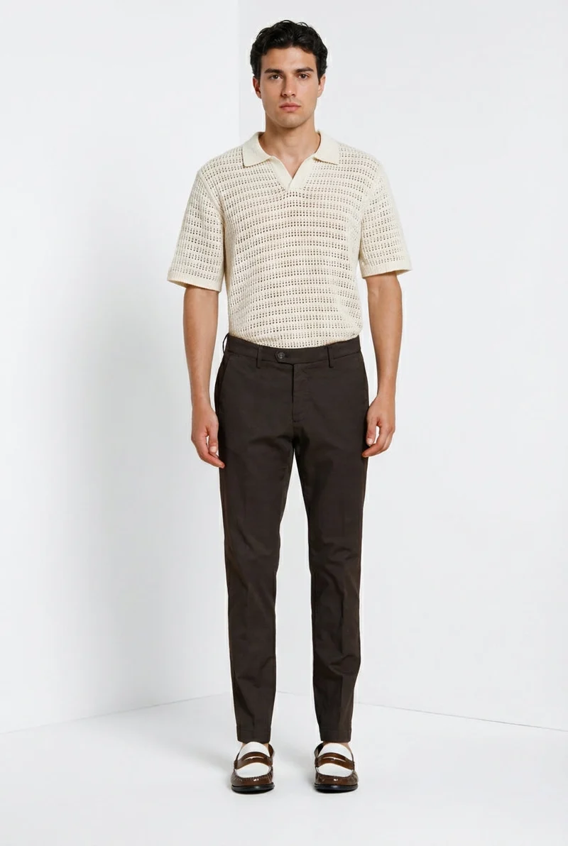 Torino City Icon Flex pantalon chino homme en cavallery de coton et lin stretch slim fit