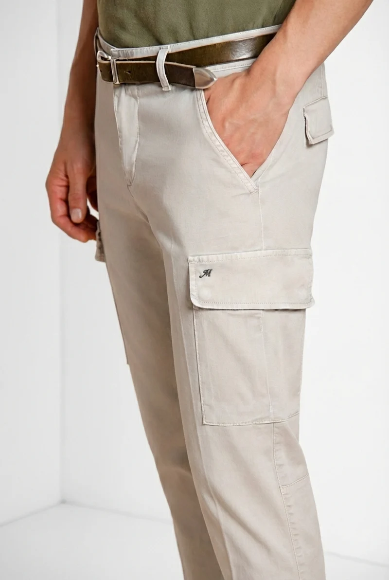 Chile pantalon cargo homme en satin stretch extra slim fit ①