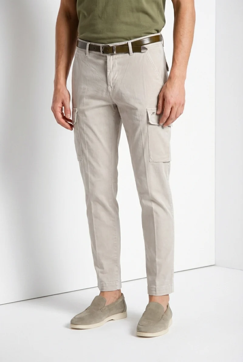 Chile pantalon cargo homme en satin stretch extra slim fit ①