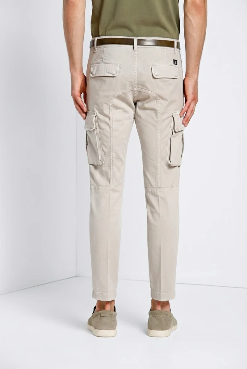 Chile pantalon cargo homme en satin stretch extra slim fit ①