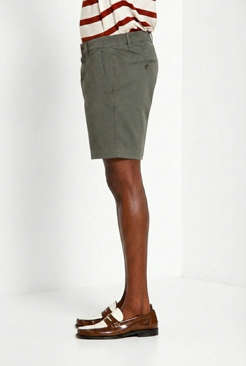 Chinos bermuda chino homme en twill léger stretch relaxed fit
