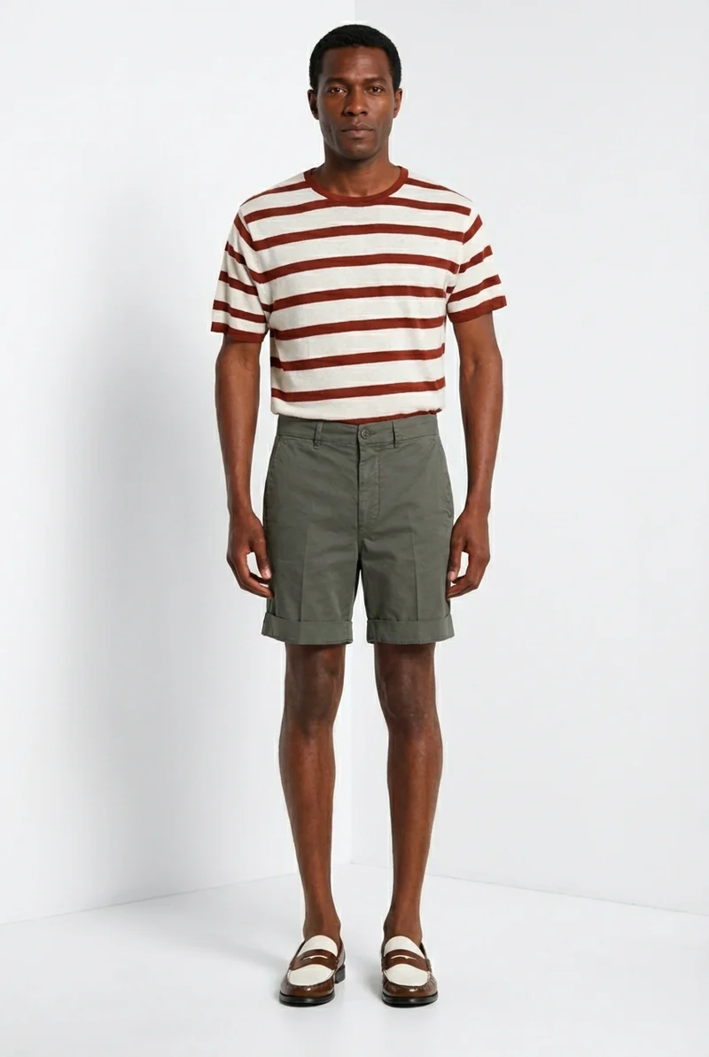 Chinos bermuda chino homme en twill léger stretch relaxed fit