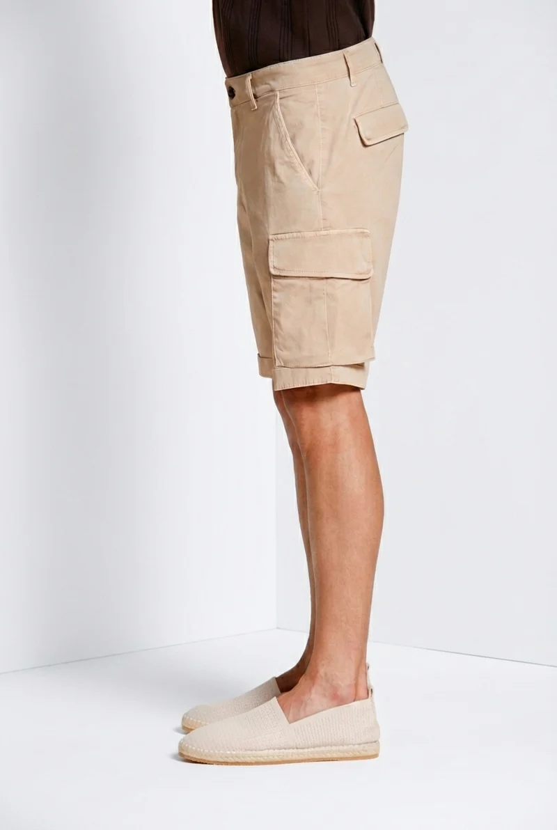 Chile bermuda cargo homme en satin stretch slim fit ①