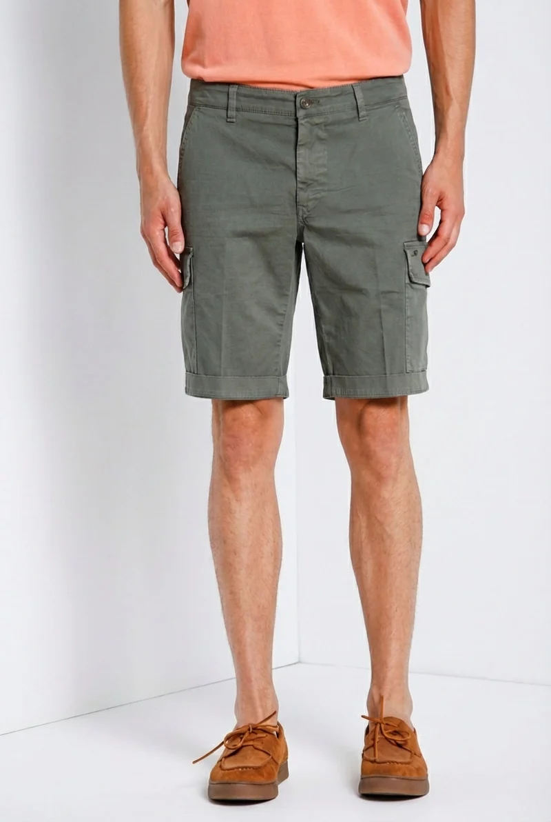 Chile bermuda cargo homme en satin stretch slim fit ①