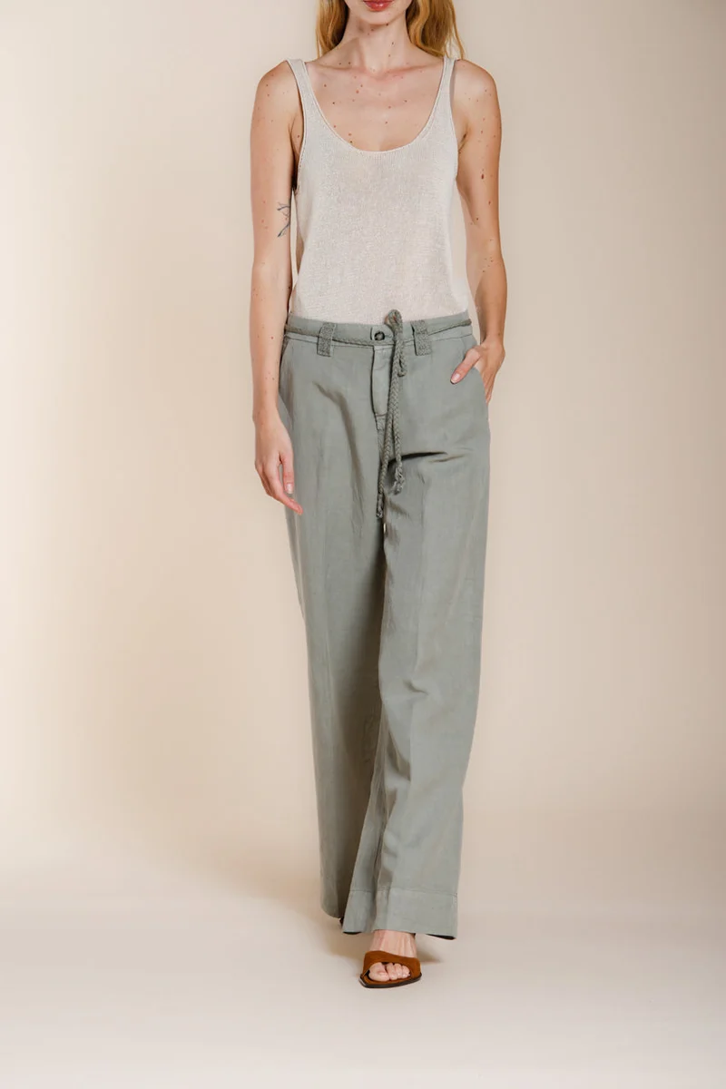 New York Studio pantalon chino femme en twill de coton et lin straight fit