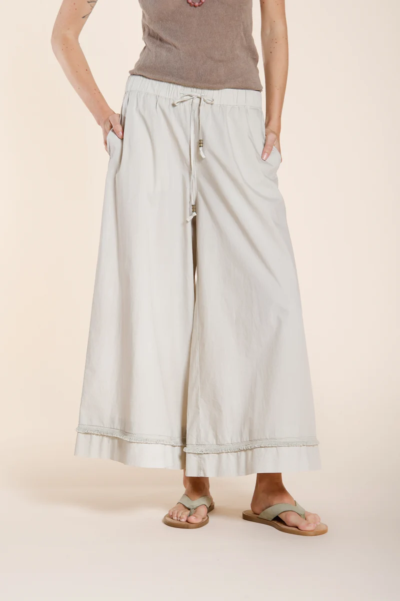Portofino Cropped pantalon chino jogger femme en popeline wide leg
