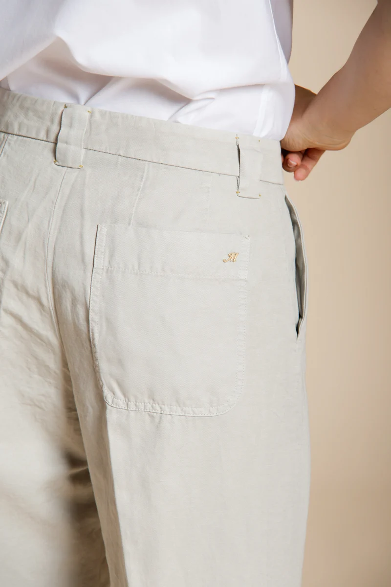 New York Studio Cropped pantalon chino femme en lin et coton straight fit