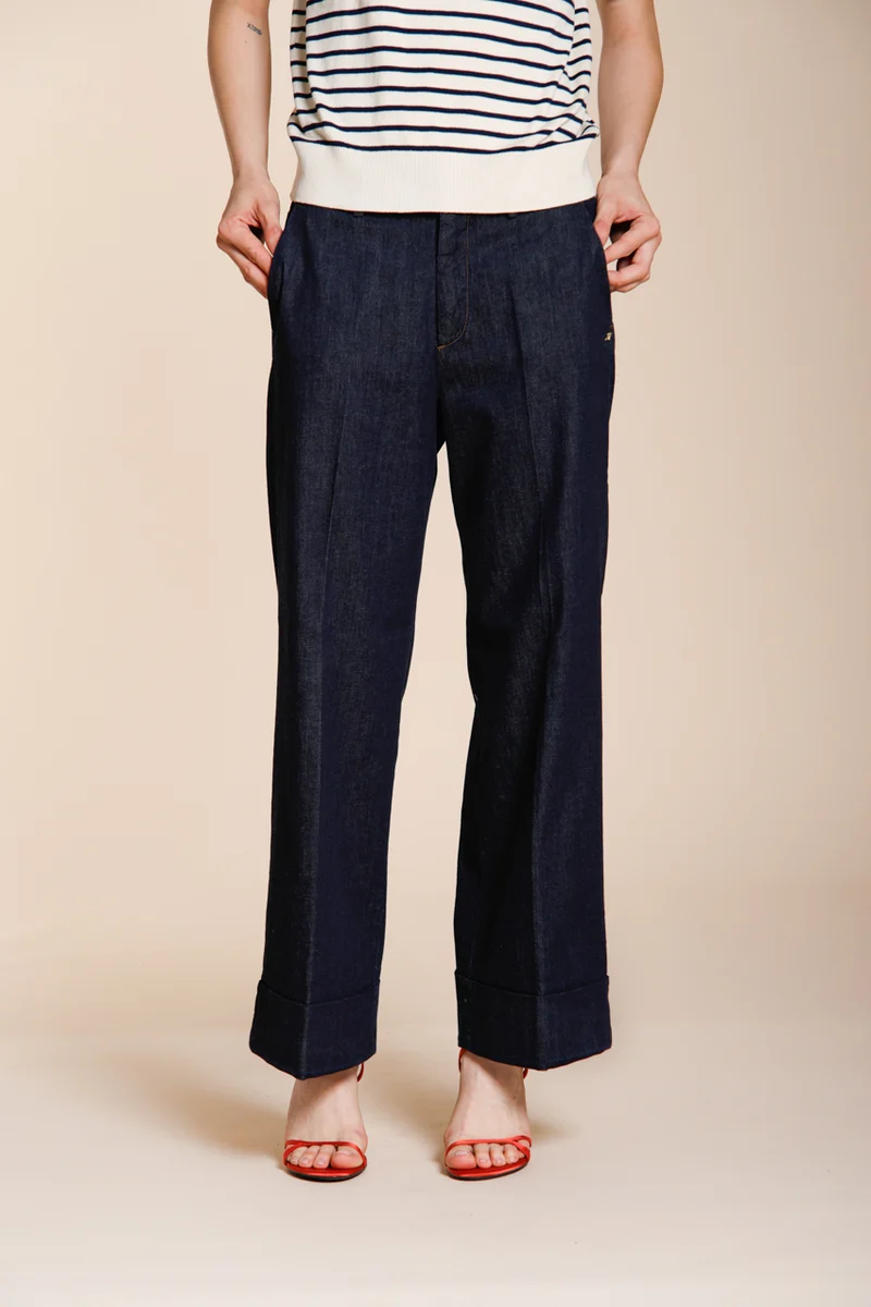 New York Studio Cropped City pantalon chino femme en denim straight fit