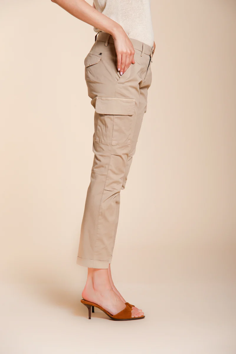 Chile City pantalon cargo femme en gabardine stretch slim fit
