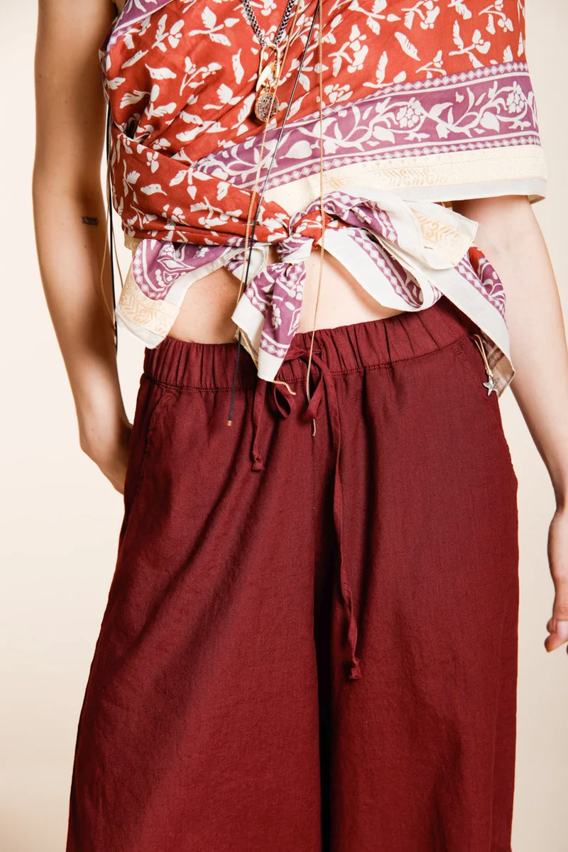 Portofino pantalon chino jogger femme en toile de lin et coton légère wide leg