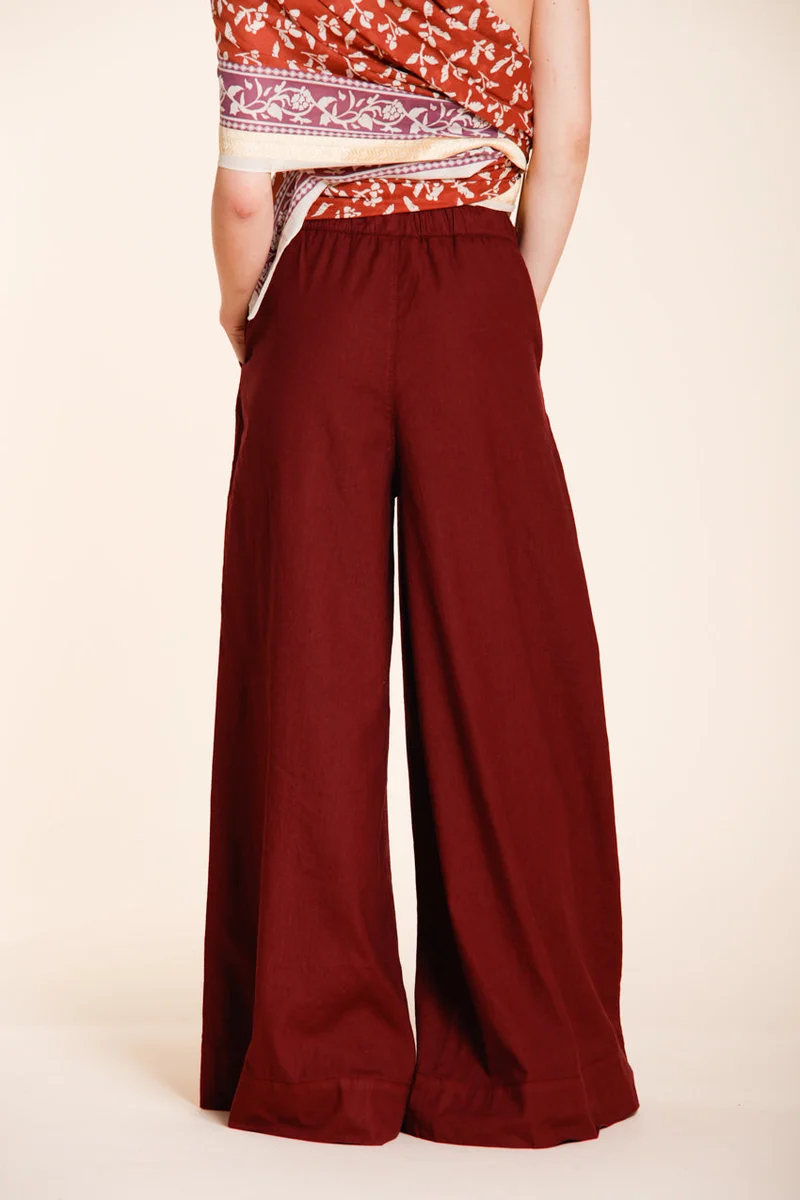 Portofino pantalon chino jogger femme en toile de lin et coton légère wide leg