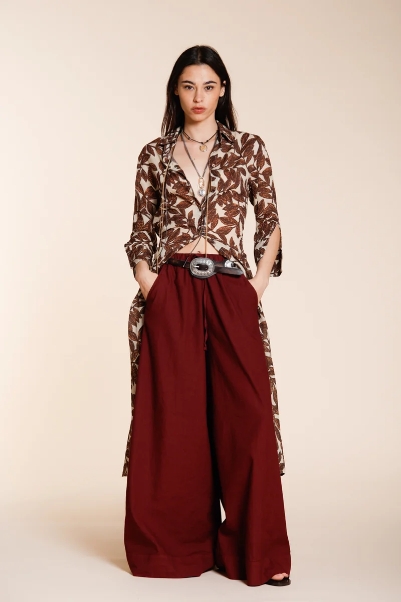 Portofino pantalon chino jogger femme en toile de lin et coton légère wide leg