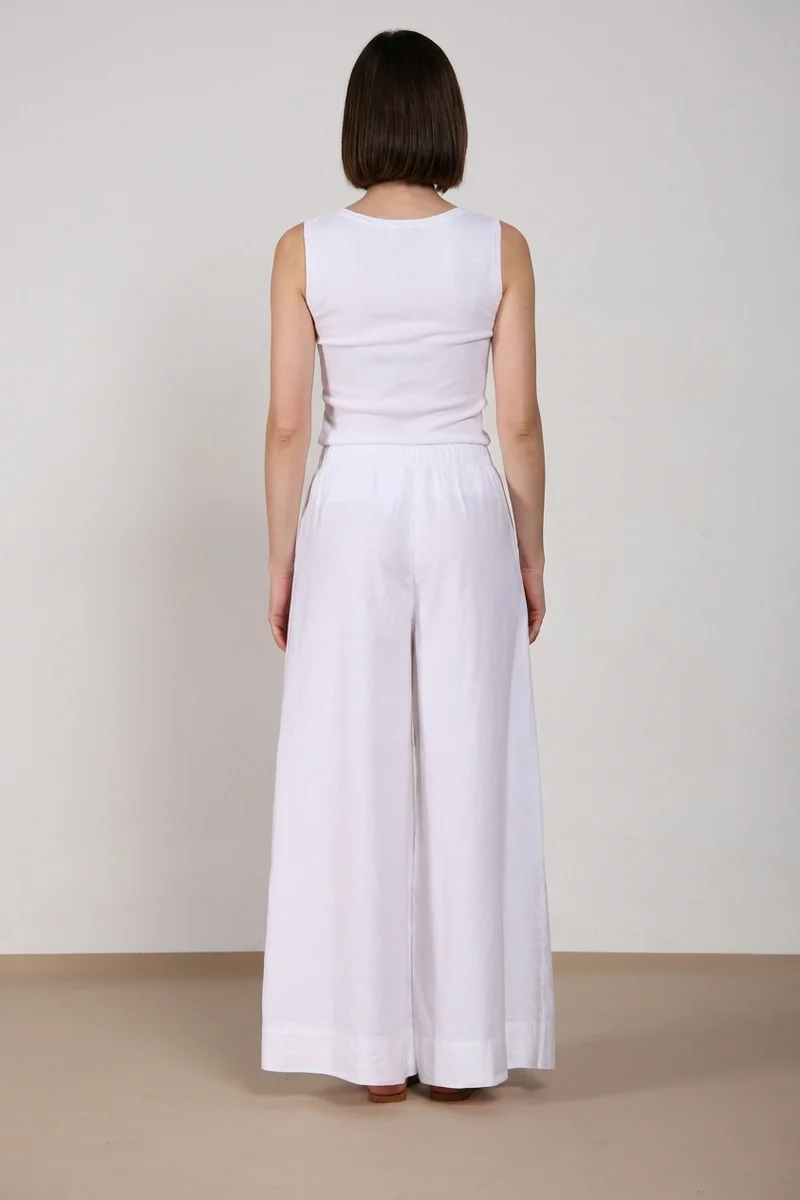 Portofino pantalon chino jogger femme en toile de lin et coton légère wide leg