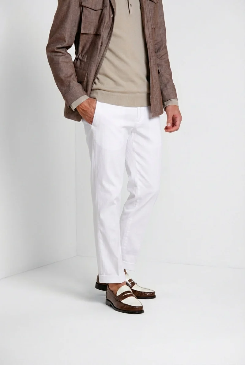 New York pantalon chino homme en gabardine stretch regular fit ①